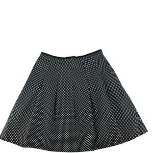 Nine West Black Polka Dot A-Line Skirt 10 Cotton Blend Lined Zip Up Office wear